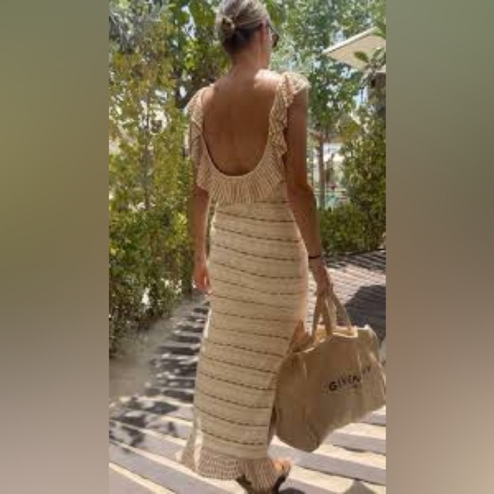 Kivari Alora Maxi Ruffle Knit Summer Resort Midi Maxi Dress